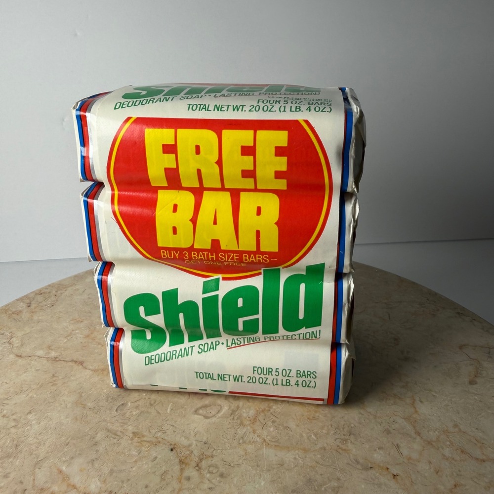 Shield Deodorant Soap 4 Pack 5oz Bars White Vintage New Old Stock NOS